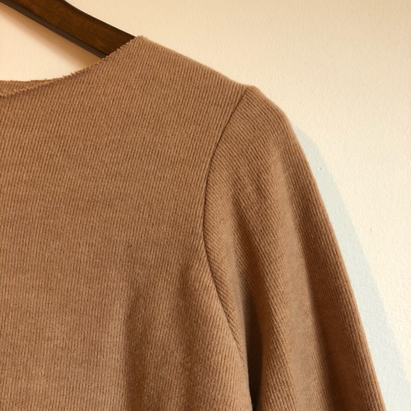 ZARA Trafaluc Soft Bell Sleeve Sweater Tan - Picture 7 of 14